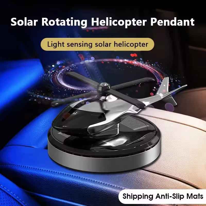 Solar Car Helicopter Air Freshener With Auto Aromatherapy Sun Light Energy Rotation Fragrance