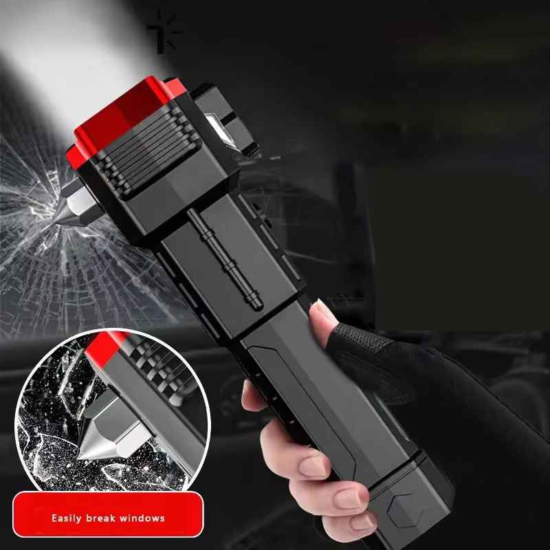 Versatile High Power Led Flashlight, Focus Light Power Bank and Window Hammer