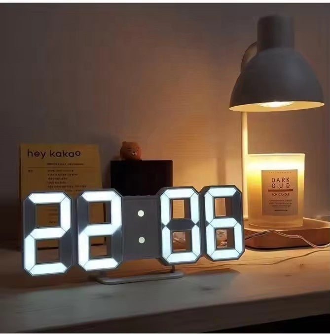 3D LED Digital Alarm Clock Three dimensional Wall Clock Hanging Watch Table Calendar Thermometer Electronic Clock Furnishings