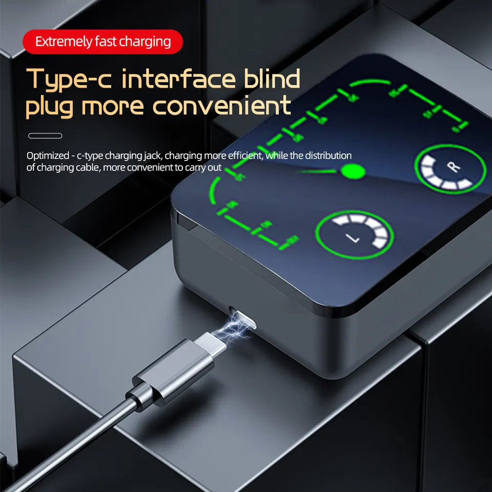 M90 Max Tws Earphones Hifi Bass Sports Music Headsets with Led Lights