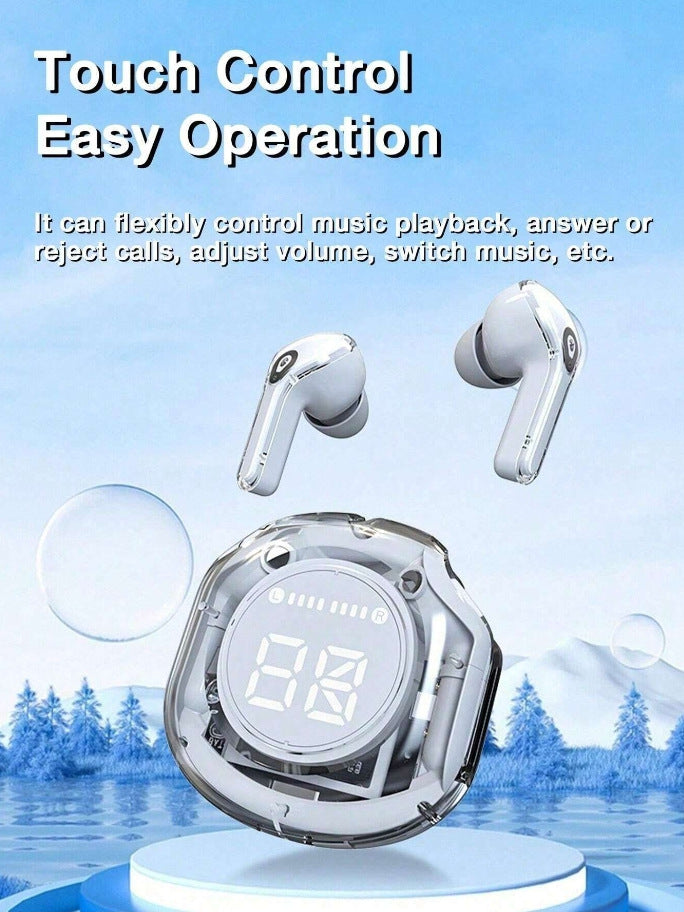 AIR39 Air 39 Clear Transparent Fashion Led Digital Display Crystal Shell Handfree Gaming Wireless Mini Bluetooth Earphone Earbud