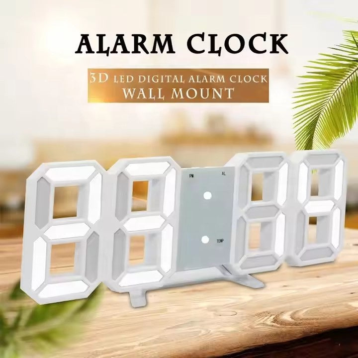 3D LED Digital Alarm Clock Three dimensional Wall Clock Hanging Watch Table Calendar Thermometer Electronic Clock Furnishings