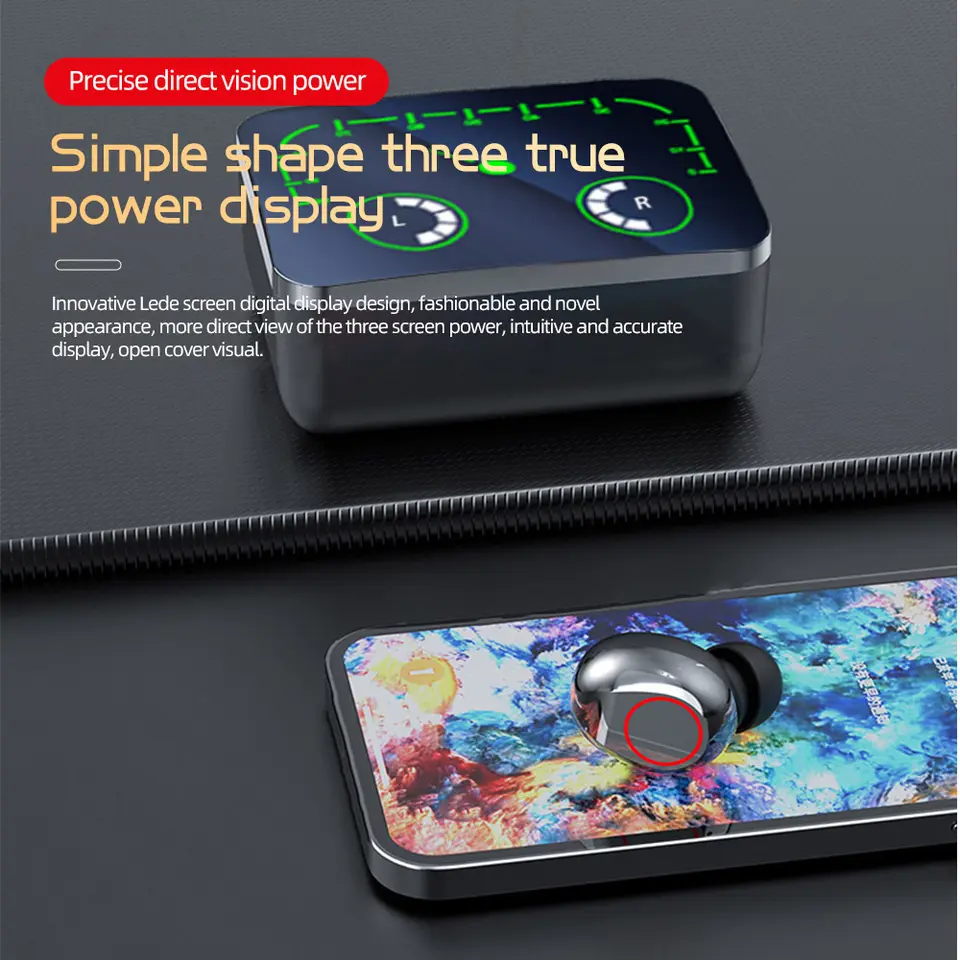 M90 Max Tws Earphones Hifi Bass Sports Music Headsets with Led Lights