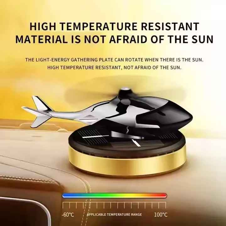 Solar Car Helicopter Air Freshener With Auto Aromatherapy Sun Light Energy Rotation Fragrance