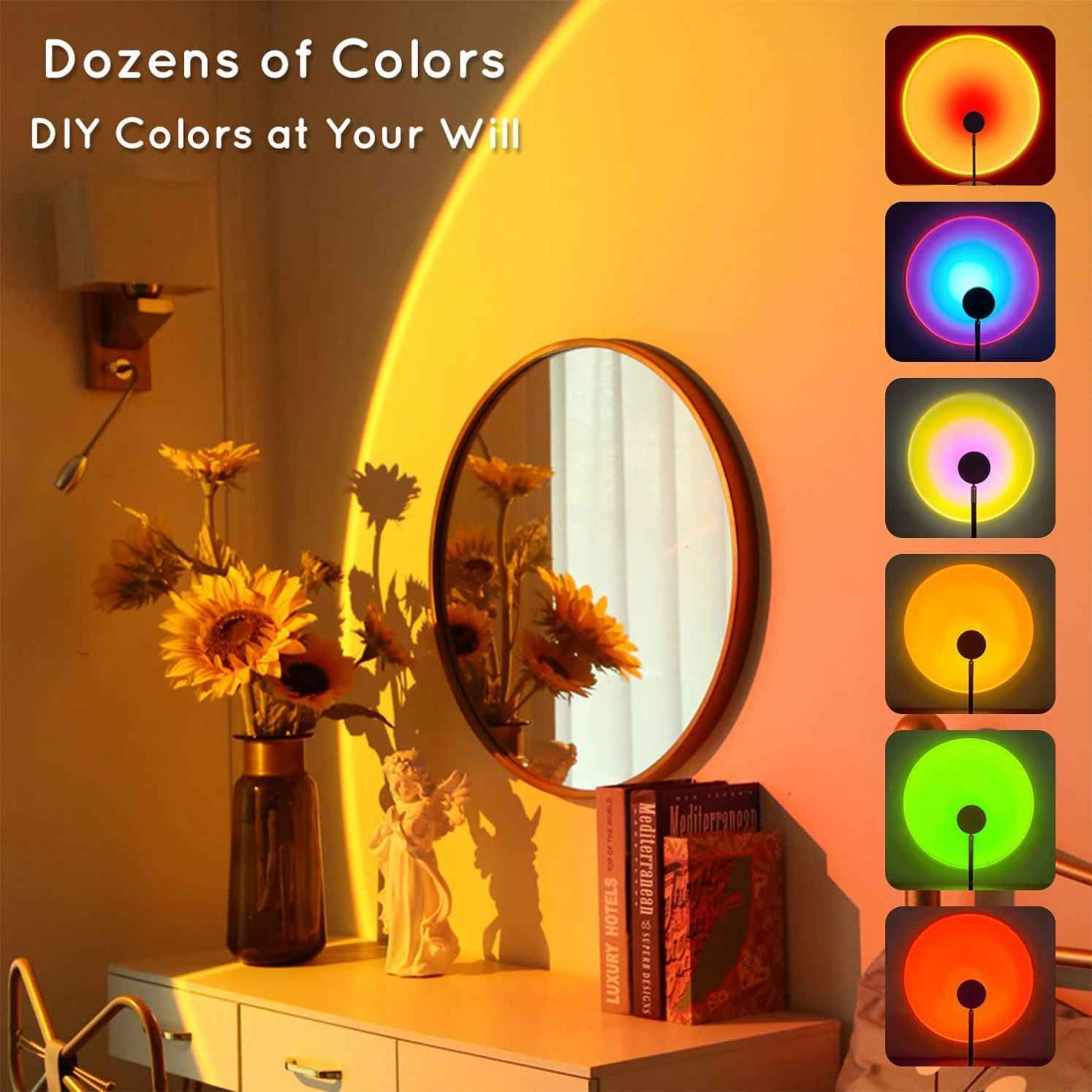 3-in-1 Sunset Lamp Modern 16 Colors Sunset Projection Floor Lamp for Living Room and Bedroom with App Control
