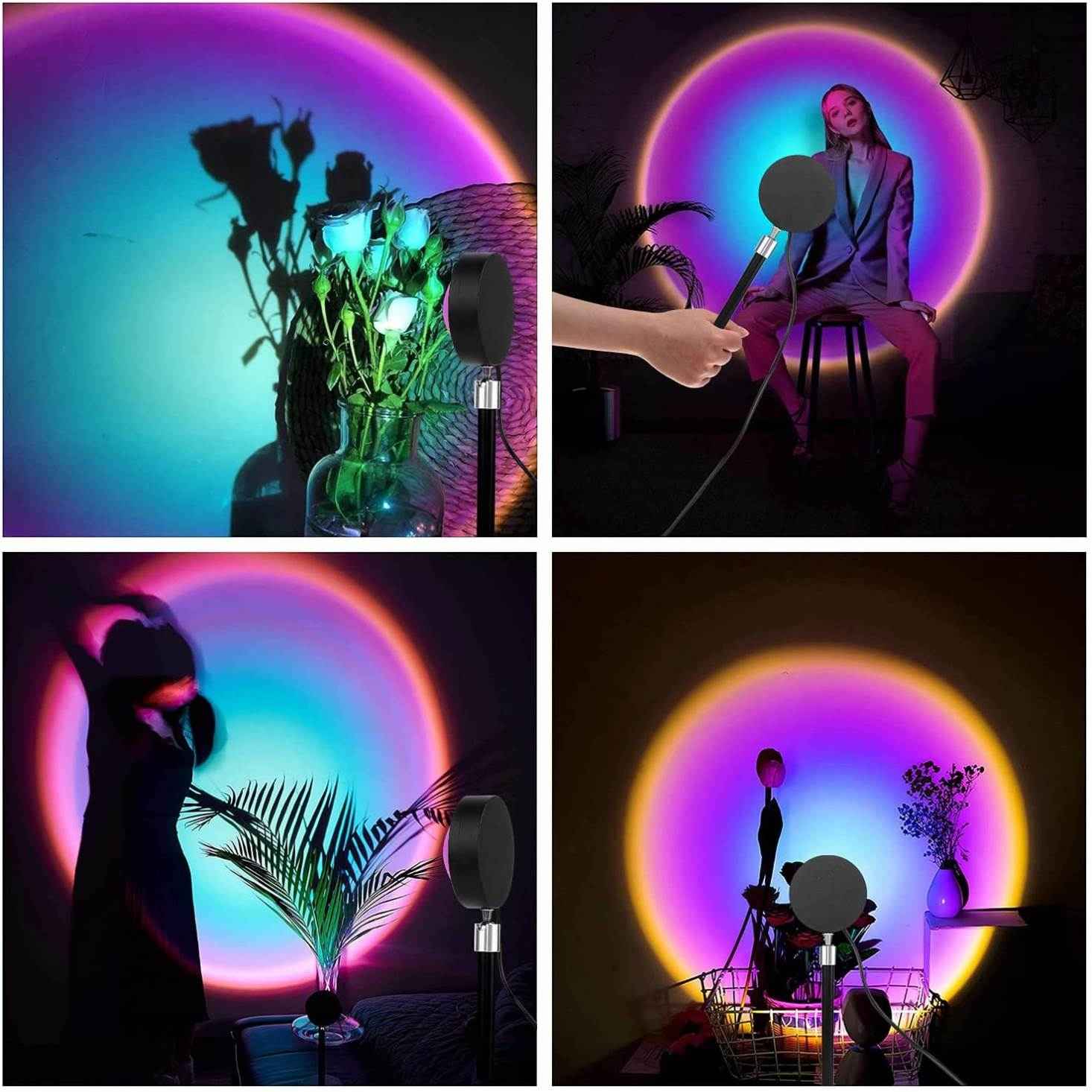 3-in-1 Sunset Lamp Modern 16 Colors Sunset Projection Floor Lamp for Living Room and Bedroom with App Control