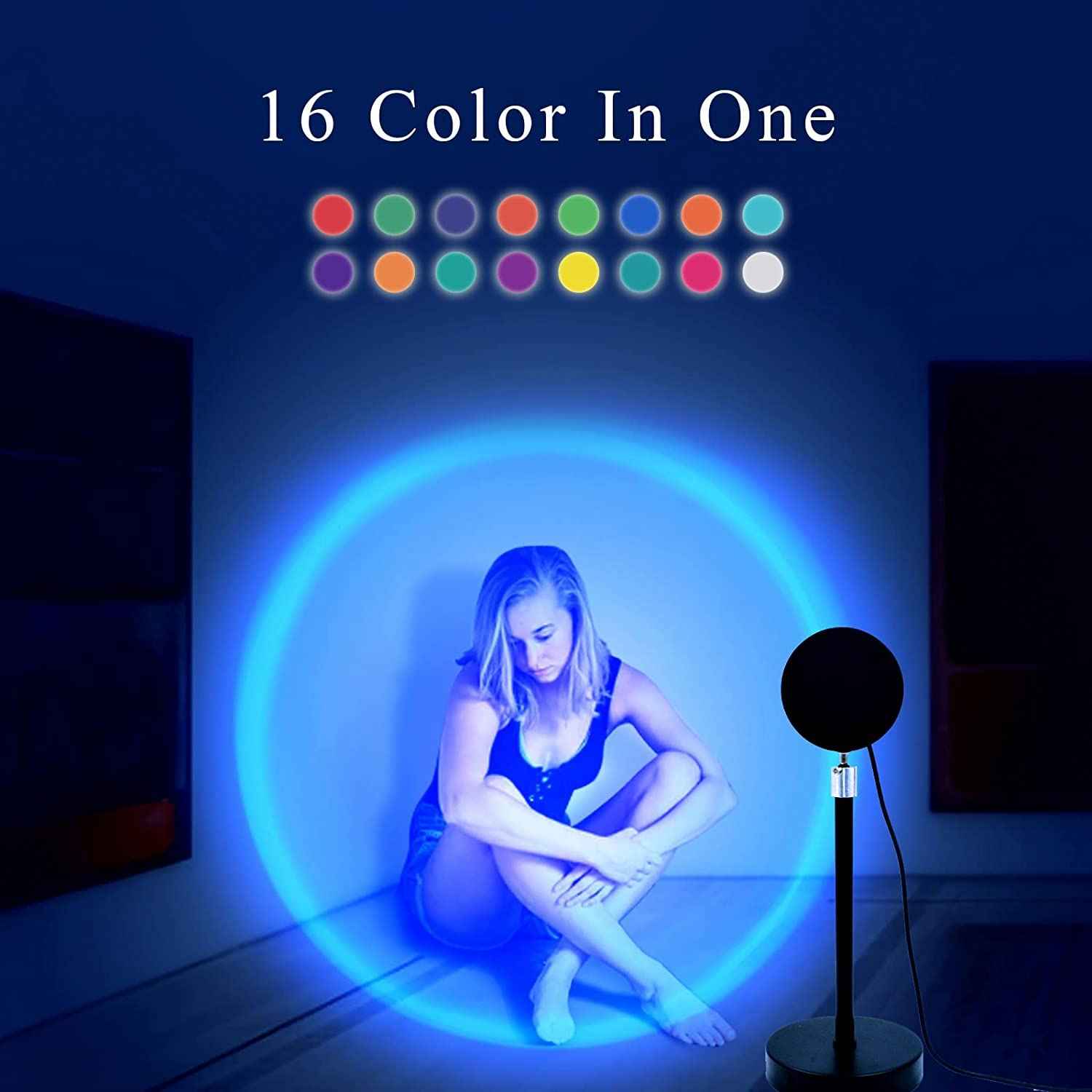 3-in-1 Sunset Lamp Modern 16 Colors Sunset Projection Floor Lamp for Living Room and Bedroom with App Control