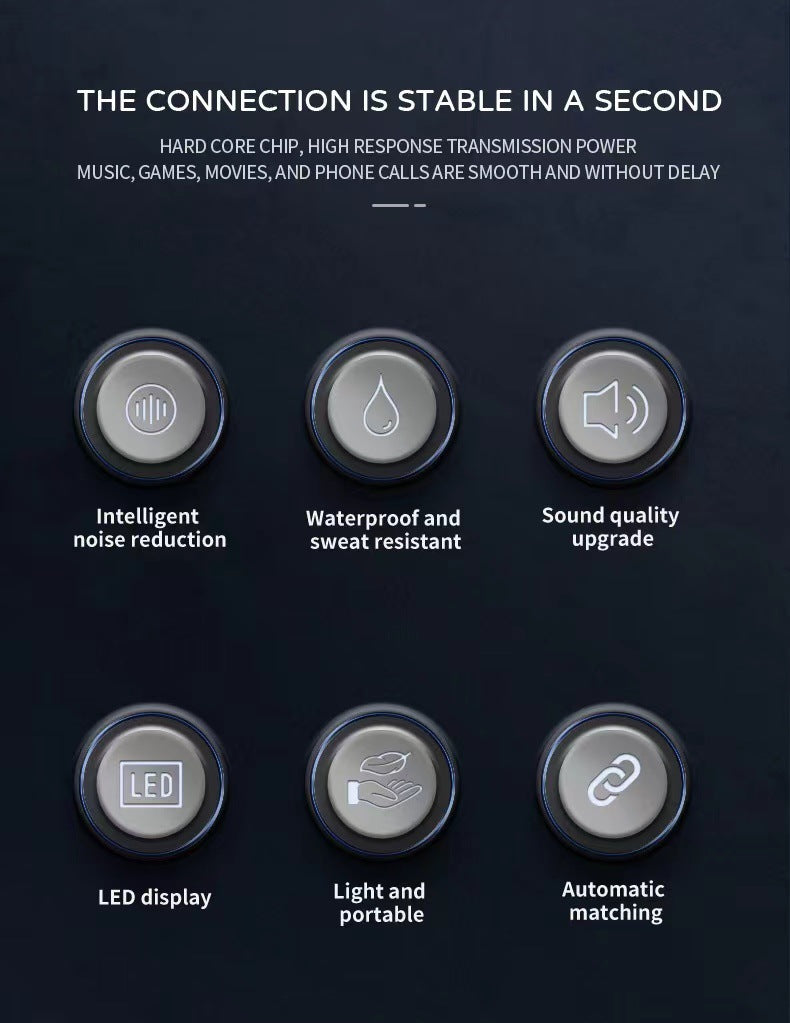 AIR39 Air 39 Clear Transparent Fashion Led Digital Display Crystal Shell Handfree Gaming Wireless Mini Bluetooth Earphone Earbud