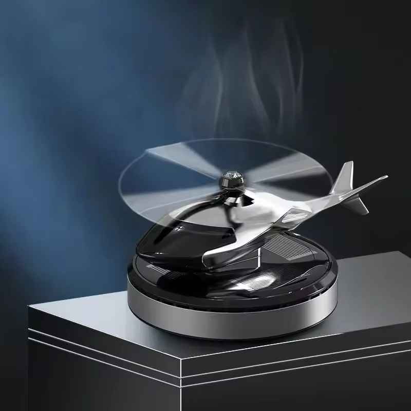 Solar Car Helicopter Air Freshener With Auto Aromatherapy Sun Light Energy Rotation Fragrance
