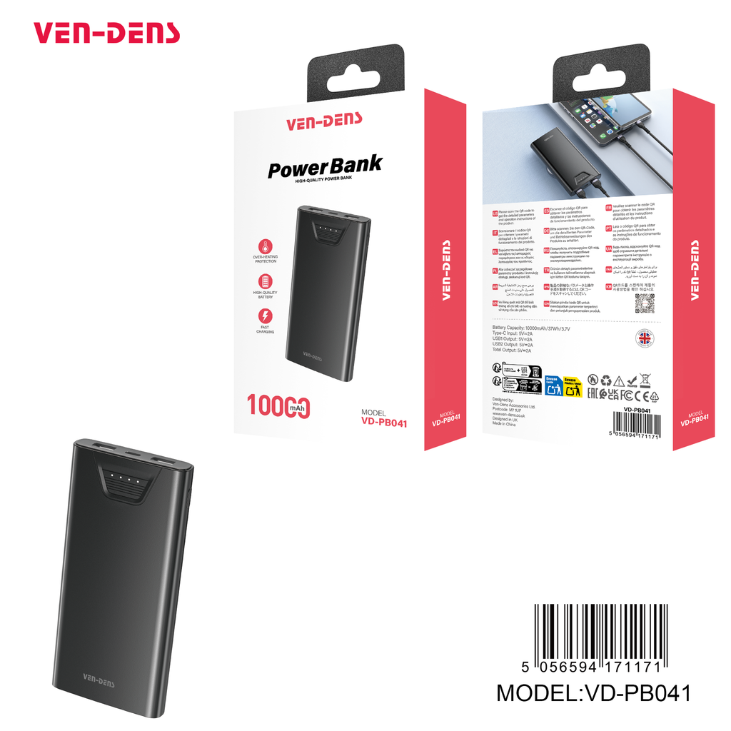 Ven‑Dens PowerBank 10,000 mAh ‎(Model VD‑PB041)