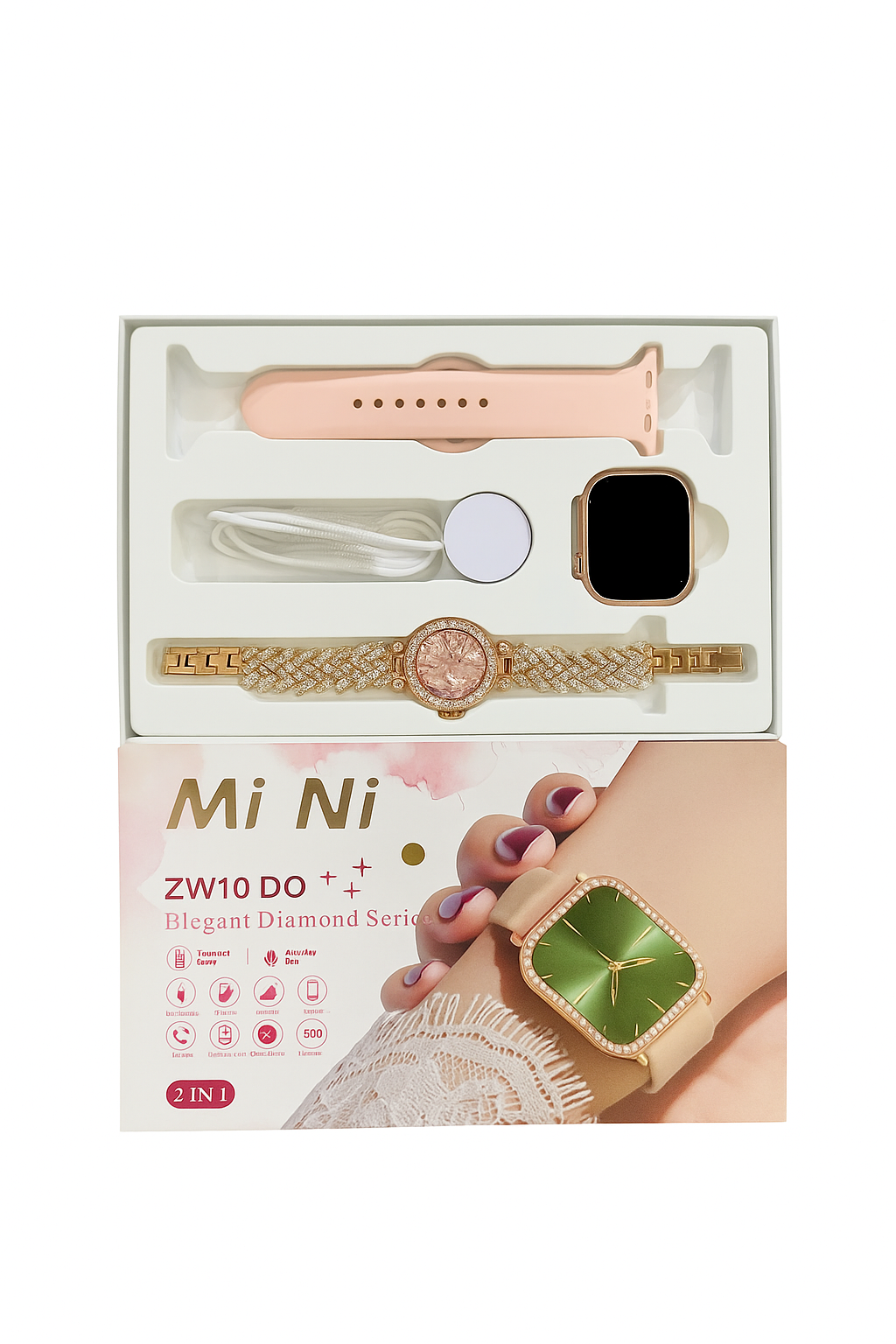 MiNi ZW10 2-in-1 Ladies Smart Watch + Analog Watch Set