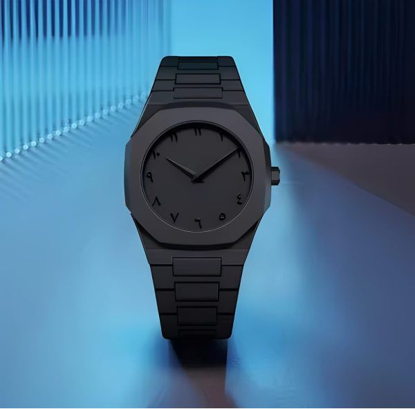 Aura Quartz Arabic Design Dial Black Watch
