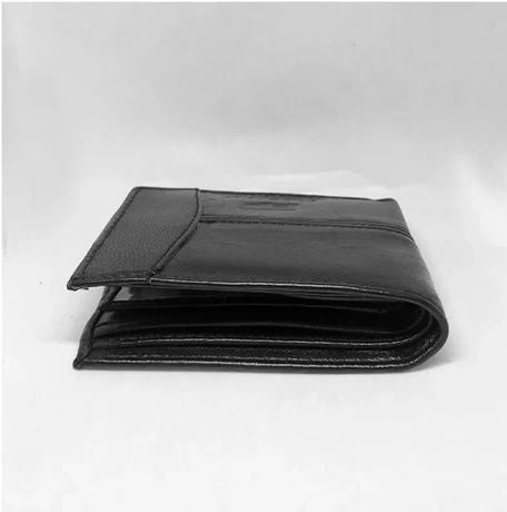 Men s Leather Wallet Plain Black Patches