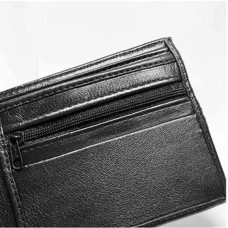 Men s Leather Wallet Plain Black Patches