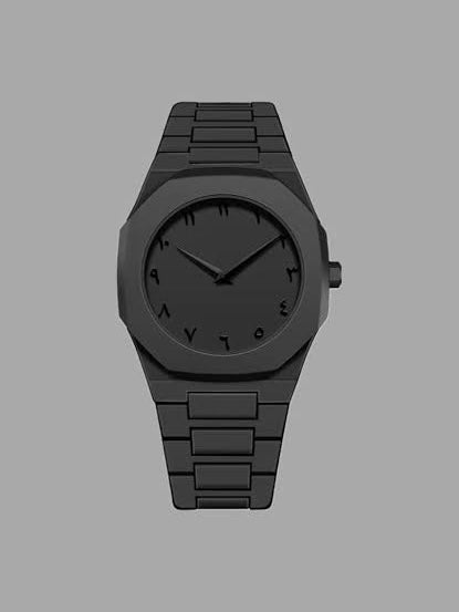 Aura Quartz Arabic Design Dial Black Watch